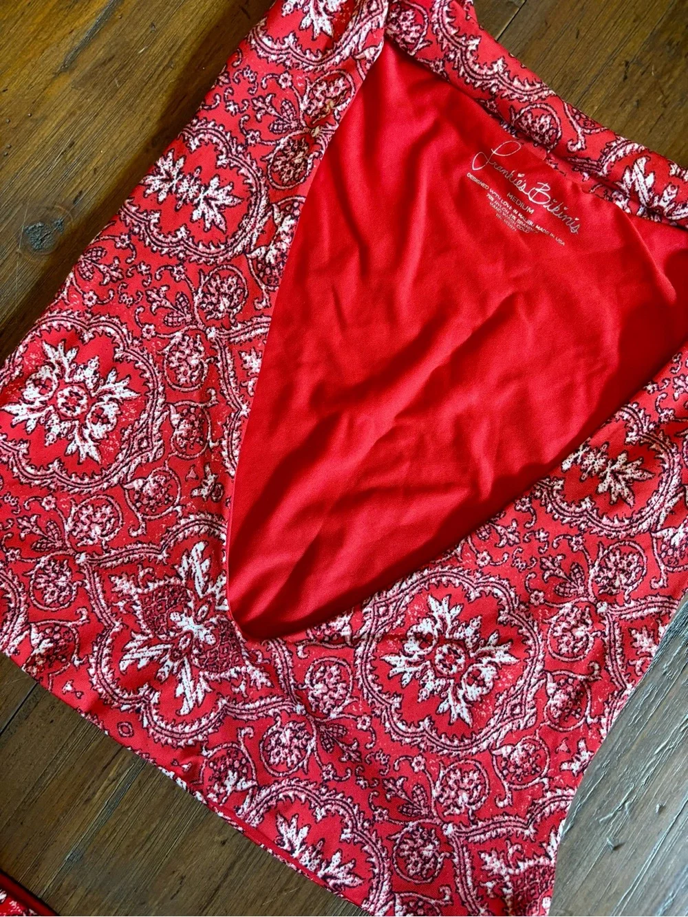Frankie’s bikinis red bandana print bikini set